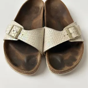 Birkenstock Madrid Sandals Suede Leather Cream Snake Iridescent Size EU 40 US 9 thumbnail 2