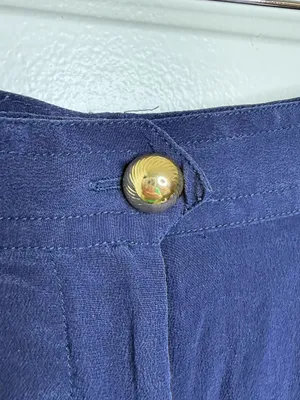 August Silk Vintage 100% Silk High Waisted Navy Dress Shorts Culottes Pleats 7” Inseam Sz 10 thumbnail 3