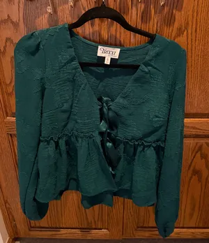 Green Tie Front Blouse thumbnail 1