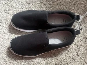 a new day Black Slip-On Canvas Sneakers with White Sole 9w thumbnail 1