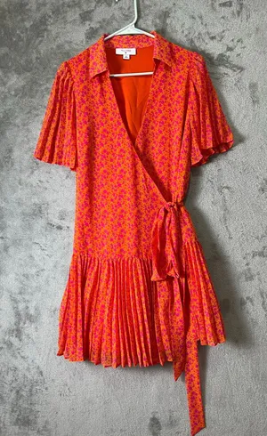 ALEXIS Target Orange‎ Pink Floral Dress Flutter Resort Vacation Feminine Medium thumbnail 1