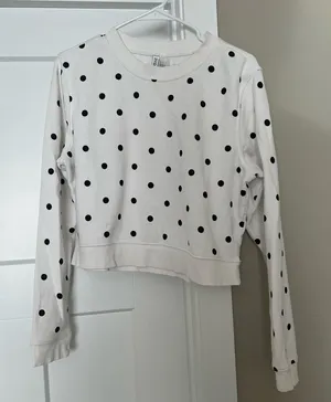 H&M White Sweater with Black Polka Dots thumbnail 1