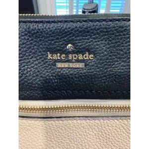 Kate Spade New York Crossbody Bag Pebbled Leather Navy Cream Gold Hardware thumbnail 4