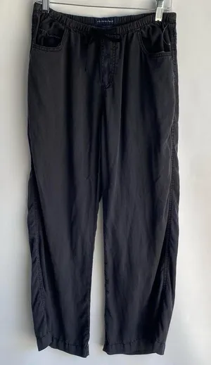 Aeropostale lightweight black wide leg drawstring pants casual fall transition S thumbnail 1