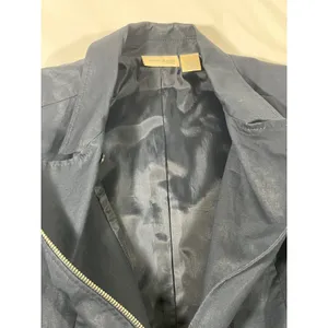 DKNY Jeans Asymmetrical Zip Jacket‎ Women Petite S Navy Moto Crop Biker Modern thumbnail 7