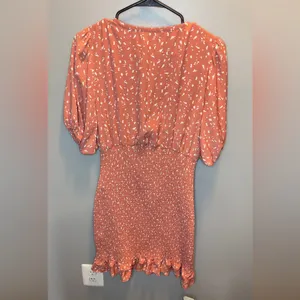 Abercrombie & Fitch‎ NEW Smocked Waist Mini Dress in Coral Pattern Size XL thumbnail 4