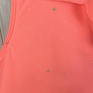 Lady Hagen Women's V-neck Golf Tank Top Size Medium Neon Orange Polka Dot Logo thumbnail 4