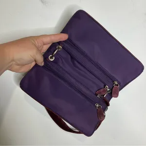 Y2K Wilson leather maxima deep purple plum suede leather shoulder bag 8.5”x4.75” thumbnail 6