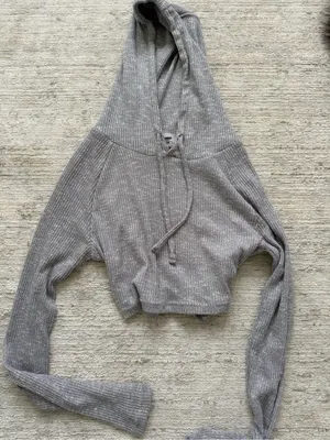 Gymshark Gray Cropped Hoodie (Size Small) thumbnail 3