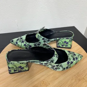 ASOS DESIGN Mules 8 Floral Green Rhinestone Buckle‎ Block Heel Pointed Toe thumbnail 8