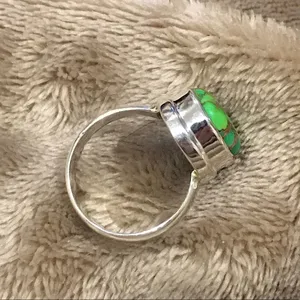 Mohave Green Turquoise Sterling Silver Ring 8-3/4 thumbnail 4