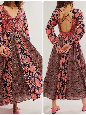 Free People A New Way Maxi Dress Navy Combo thumbnail 2