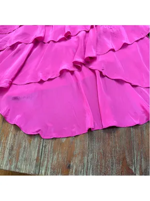 FARM RIO Dark Pink Marrocaine Ruffle High-Low Skirt NWT Flaws Size XXS thumbnail 4