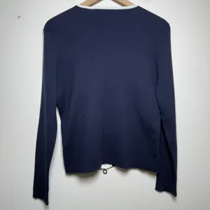 Lauren Ralph Lauren Women Sweater M Blue Preppy Quilted Zip Rib Knit Nautical thumbnail 7