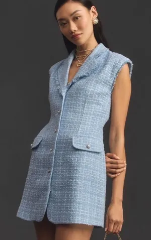 NWT Maeve Sleeveless Tweed Blazer Mini Dress thumbnail 1