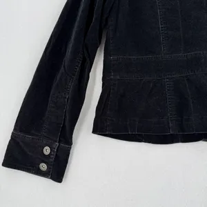 Rafaella Velvet Jacket Women 14 Black Button Front Peplum Trucker Stretch Y2K thumbnail 8