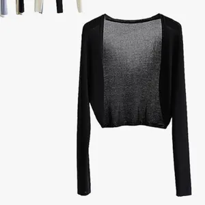 Thin cropped cardigan shawl/shrug Black thumbnail 4