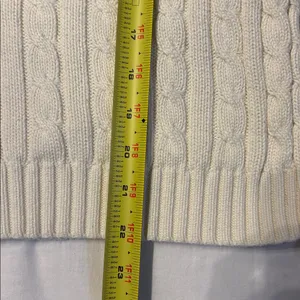 L.L. Bean Collegiate Preppy Women's Cream Cable Crewneck Sweater SZ M 100%Cotton thumbnail 5