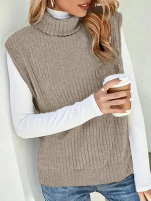 Shein Turtleneck Sleeveless Knit top thumbnail 1