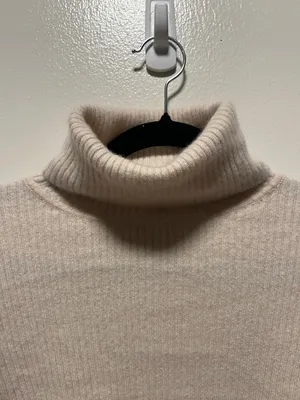 REFORMATION Luisa Cashmere Tan Ribbed Turtleneck Cropped Sweater, Size S thumbnail 6