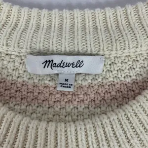 Madewell Womens M Striped Cotton Blend Sweater Beige & Pink thumbnail 3