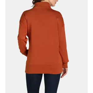 Time and Tru Womens Sweatshirt Size M Auburn Sun Washed Mock Neck Button Placket thumbnail 5