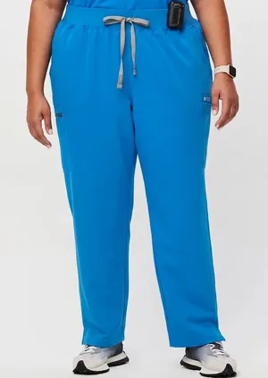 FIGS Yola Skinny Scrub Pants Blue with Silver Grey drawstring waistband Sz 6XLP thumbnail 1