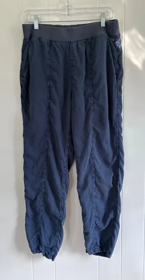 Faherty Brand Arlie Day Pants Navy Blue Linen Tencel Joggers Women Large thumbnail 1