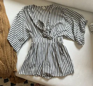 “Flawless” size small striped romper thumbnail 1