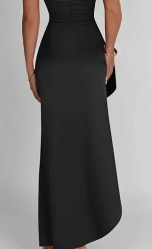 One Shoulder High Split Formal Party Evening Maxi Dress Black Size M thumbnail 2