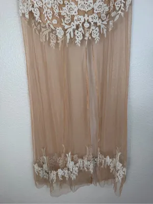 For Love and Lemons Vintage Luau Lace Mesh Nude White Maxi Skirt Medium $233 thumbnail 9