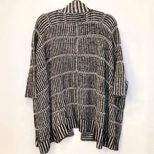 ALICE + OLIVIA Black White Wool Nera Rib Knit Boxy Cardi Sweater Size Large thumbnail 2