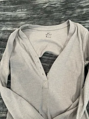 Nike Women's Gray Long Sleeve Bodysuit Size L thumbnail 3