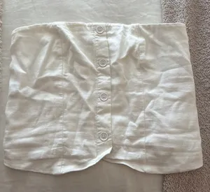 Abercrombie Linen Blend strapless button down top thumbnail 1