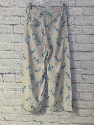 Maeve x Anthropologie Colette Blue Lobster Wide Leg High Rise Crop 25 Linen thumbnail 9