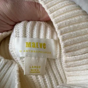 Maeve women's large white Ivory Knit Pullover balloon sleeve boho oversized thumbnail 2