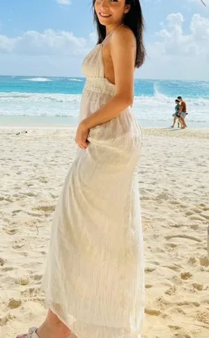 NWOT Lulus Sunshine Dreaming White Lurex Striped Tie-Strap Maxi Dress thumbnail 2