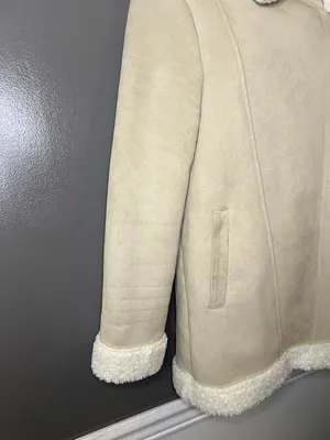Show Me Your Mumu Jacket Womens Medium Beige Faux Shearling Sheldon Bomber Zip thumbnail 3