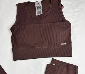 Lilias Active The Ribbed Knit Collection Crop Tank Top And Leggings Set thumbnail 1
