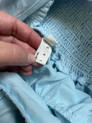Light Blue Puff-Sleeve Mini Dress with Waist Sash thumbnail 3