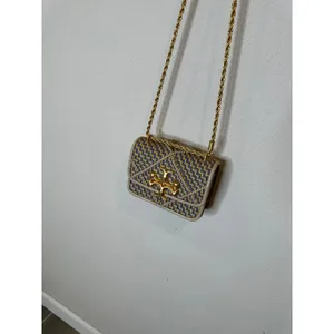 Tory Burch Eleanor Woven Mini Louts Blue/Cream Gold Chain Shoulder thumbnail 2