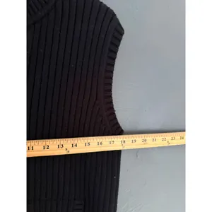 Lauren Ralph Lauren Black Ribbed Cotton Full Zip Mock Neck Sweater Vest XL thumbnail 6