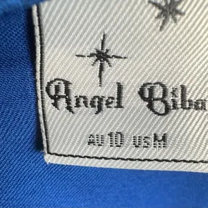 Angel Biba Blue satin halter neck faux wrap twisted backless mini dress size medium thumbnail 9
