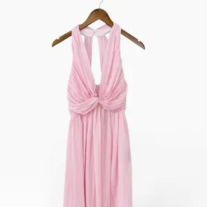 Lulus Marilina Light Pink Pleated Twist-Front Maxi Dress size S NWT thumbnail 5