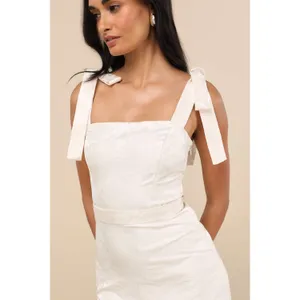 NWT Lulus Silvia Ivory Floral Jacquard Trumpet Midi Dress Banquet Wedding Sz XS thumbnail 7