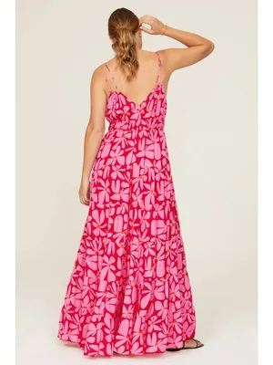 Hutch Swing Maxi Dress in Pink Red Medium Womens Long floral gown thumbnail 13