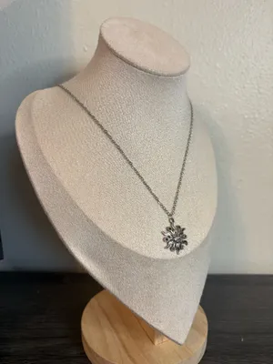 Handmade Silver Floral Sun Necklace thumbnail 3
