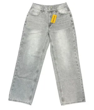 Light Gray Wash Wide Leg‎ Jeans Sz Medium Faded Relaxed Trendy Casual Retro NEW thumbnail 1