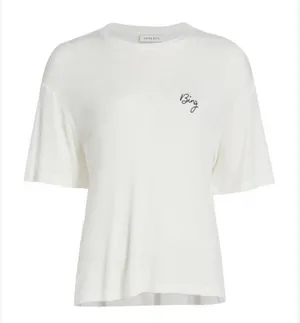 NWT NEW Anine Bing White Cursive T Shirt Ivory XS Oversized thumbnail 2