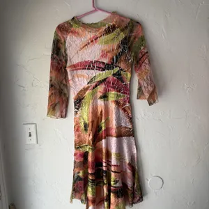 LINDI Dress Womens‎ Small Mesh Sheer Crinkle Boho Y2k Flare Sleeve Retro thumbnail 10